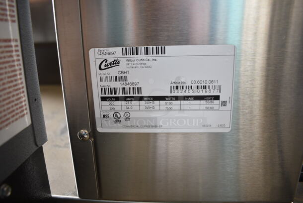BRAND NEW SCRATCH AND DENT! Curtis CBHT Stainless Steel Commercial Countertop High Volume Twin Combo Coffee / Tea Brewer w/ 2 Poly Brew Baskets. No Hot Water Dispenser. 220 Volts, 1 Phase.  - Image 8 of 8