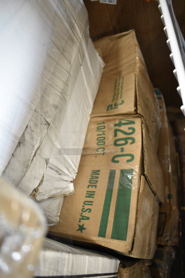 PALLET LOT of 28 BRAND NEW Boxes Including Dart 12EL White Travel Lid - 1000/Case, HP3402711100 Traulsen 340-27111-00 Shelf, HP3402600002 Traulsen 340-26000-02 Shelf, 347RPBD10WHG 10" White Plastic Plate with Gold Bands, 461202 Tork Dispenser, Eilat 426-C 9" Plates, 50012PL Cups, 500CC32P Heavy Weight Clear PET Plastic Cold Cup, 500TO993 Choice 9" x 9" x 3" Microwavable 1-Compartment Black / Clear Plastic Hinged Container - 100/Case. 28 Times Your Bid!  - Image 5 of 12