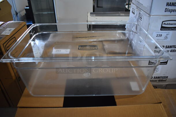 6 BRAND NEW IN BOX! Rubbermaid Clear Poly Full Size Drop In Bins. 1/1x8. 6 Times Your Bid!