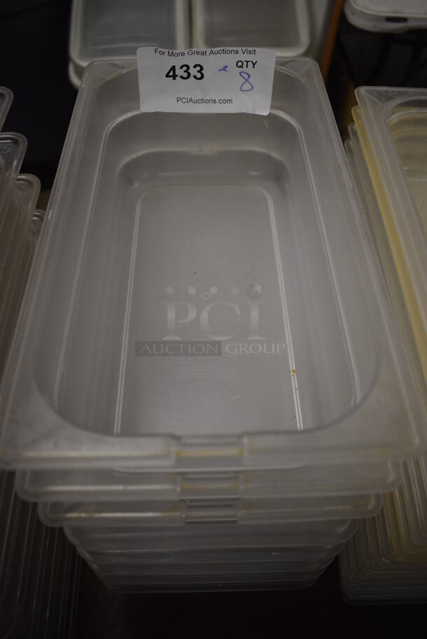 ALL ONE MONEY! Lot of 8 Poly Clear 1/3 Size Drop In Bins. 1/3x4 - Image 3 of 3