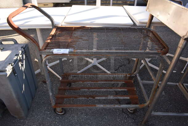 Metal 2 Tier Wire Cart on Commercial Casters. 43x19x40