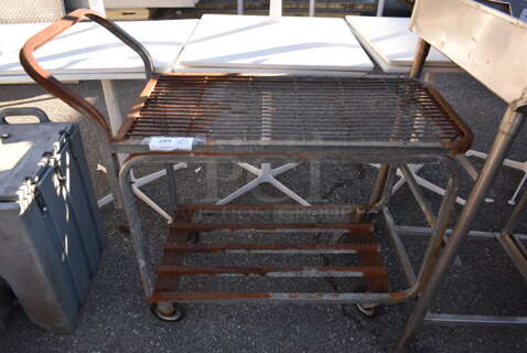 Metal 2 Tier Wire Cart on Commercial Casters. 43x19x40
