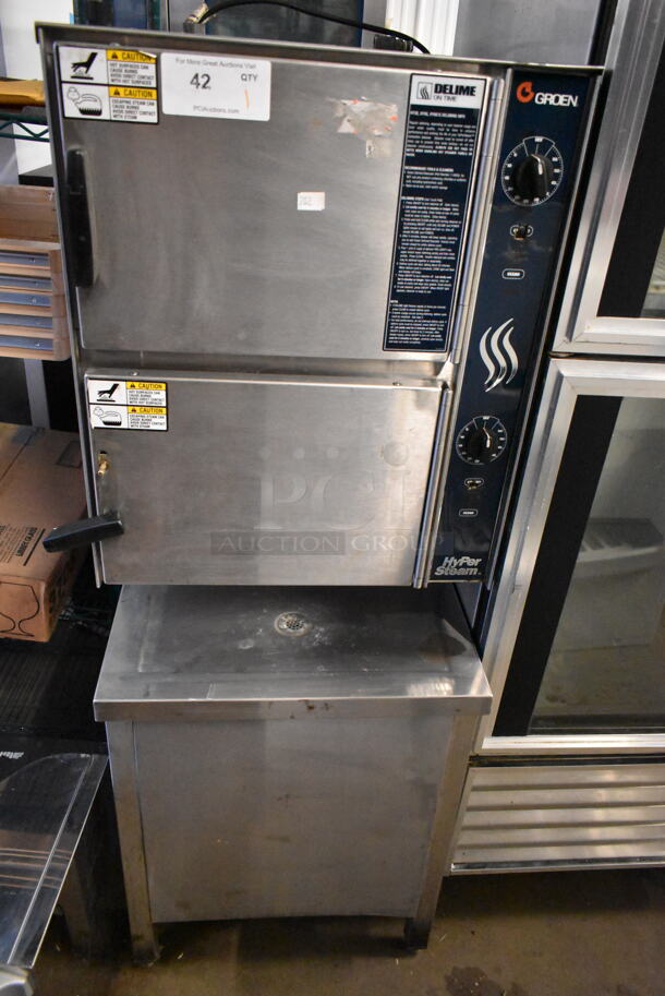 Groen HyPer Steam HY-6G Stainless Steel Commercial Propane Gas Powered 2 Deck Steam Cabinet. 90,000 BTU - Image 1 of 9