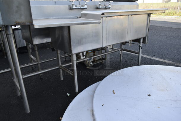 Stainless Steel Commercial 3 Bay Dirty Side Right Side Dishwasher Table w/ 2 Faucet, Spray Nozzle and 2 Handles. - Image 2 of 6