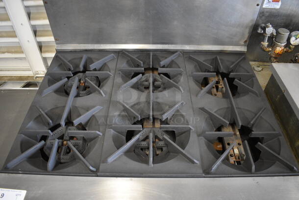 US Range Model S-6-26 Stainless Steel Commercial Natural Gas Powered 6 Burner Range w/ Oven, Over Shelf and Back Splash. 36x34x58 - Image 3 of 7