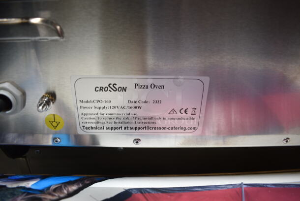 BRAND NEW SCRATCH AND DENT! 2023 Crosson CPO-160 Stainless Steel Commercial Countertop Electric Powered Pizza Oven w/ Cooking Stone. 120 Volts, 1 Phase. Tested and Working! - Image 7 of 7