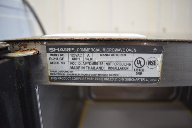 Sharp R-21LCF Stainless Steel Commercial Countertop Microwave Oven. 120 Volts, 1 Phase. 20.5x17x12 - Image 6 of 6
