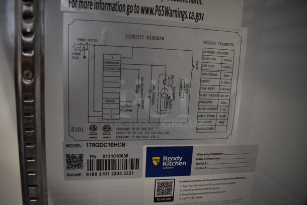 Avantco 178GDC10HCB Metal Commercial Single Door Reach In Cooler Merchandiser w/ Poly Coated Racks. 115 Volts, 1 Phase. 22x23x64. Tested and Powers On But Does Not Get Cold - Image 7 of 8