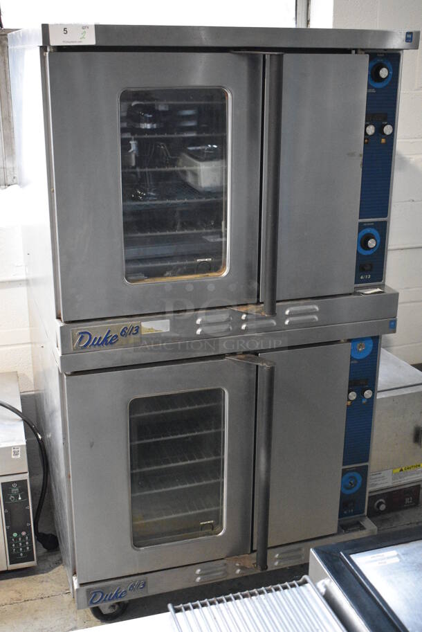 2 Duke Stainless Steel Commercial Natural Gas Powered Full Size Convection Ovens w/ View Through Door, Solid Door, Metal Oven Racks and Thermostatic Controls on Commercial Casters. 38x38x69. 2 Times Your Bid! - Image 3 of 9