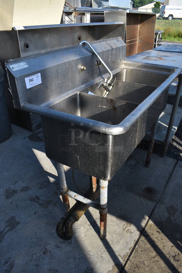 Stainless Steel Commercial 3 Bay Sink w/ Faucet and Handles. 48x22x43. Bays 14x16x11 - Image 4 of 5