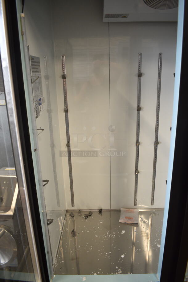 BRAND NEW SCRATCH AND DENT! 2024 Avantco 178GDC69HCB Metal Commercial 78 1/4" Black Customizable Swing Glass Door Merchandiser Refrigerator with LED Lighting. 115 Volts, 1 Phase. Tested and Working! - Image 6 of 7