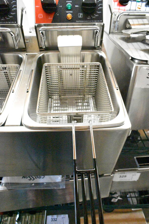 BRAND NEW SCRATCH AND DENT! 2023 Crosson CF-20 Stainless Steel Commercial Countertop Electric Powered 2 Bay Fryer w/ 2 Metal Fry Baskets and 2 Lids. 120 Volts, 1 Phase. - Image 4 of 9