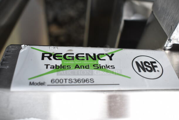 3 BRAND NEW SCRATCH AND DENT! Regency 600TS3696S 36" x 96" 16-Gauge 304 Stainless Steel Commercial Work Tabletop. Tabletops ONLY. 3 Times Your Bid! - Image 3 of 5