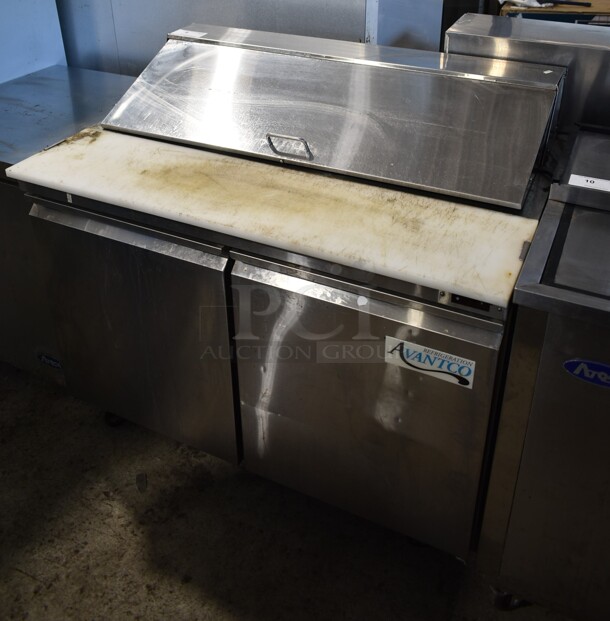 Avantco 178SCL2 Stainless Steel Commercial Sandwich Salad Prep Table Bain Marie Mega Top on Commercial Casters. 115 Volts, 1 Phase. Tested and Working! - Image 1 of 7