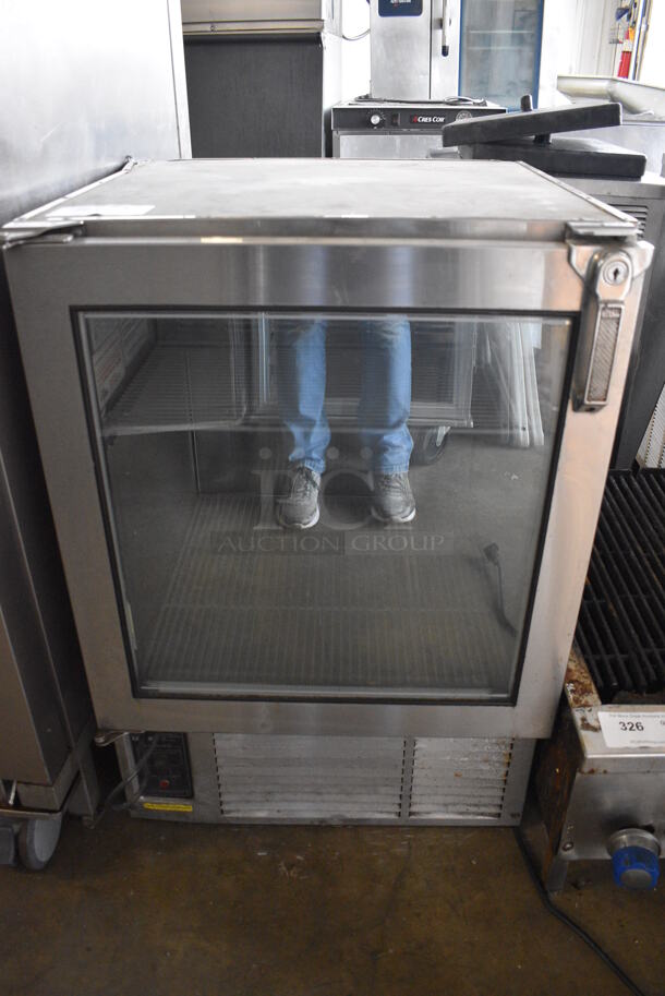 Glastender Model MFV24-XN(L) Stainless Steel Commercial Undercounter Single Door Merchandiser Cooler . 115 Volts, 1 Phase. 24x25x36. Tested and Powers On But Does Not Get Cold