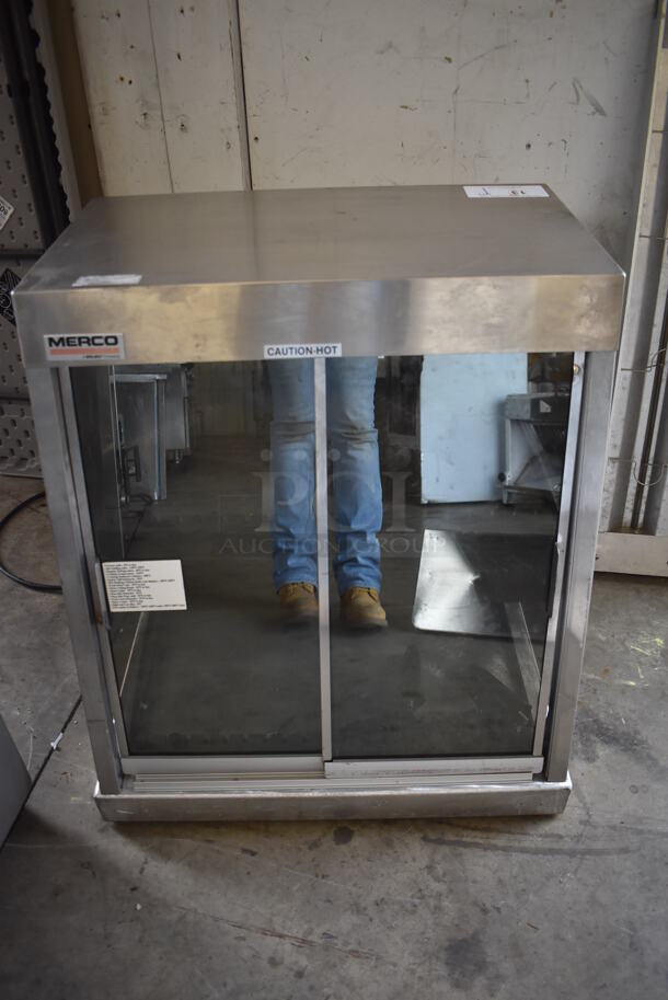 Merco SM-2T-24 Stainless Steel Commercial Countertop 2 Tier Warming Display Case Merchandiser. 120 Volts, 1 Phase. 23.5x26x26.5. Tested and Working!