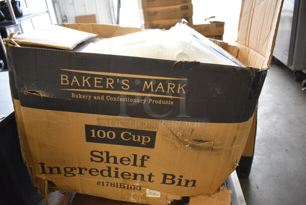 BRAND NEW IN BOX! Bakers Mark White and Clear Poly Ingredient Bin. 11x23x17  - Image 2 of 7