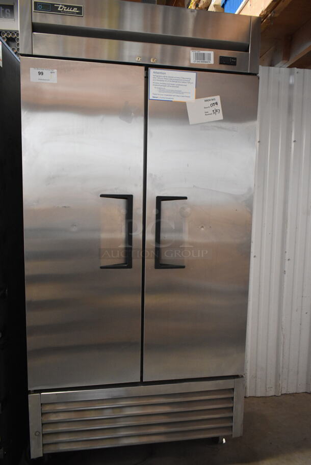 2019 True T-35-HC Stainless Steel Commercial 2 Door Reach In Cooler w/ Poly Coated Racks on Commercial Casters. 115 Volts, 1 Phase. Tested and Working! - Image 1 of 5