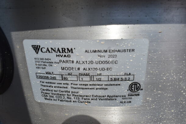 BRAND NEW SCRATCH AND DENT! Canarm ALX120-UD-EC Metal Commercial Rooftop Mushroom Exhaust Fan. 1208/208-240 Volts, 1 Phase.  - Image 5 of 5