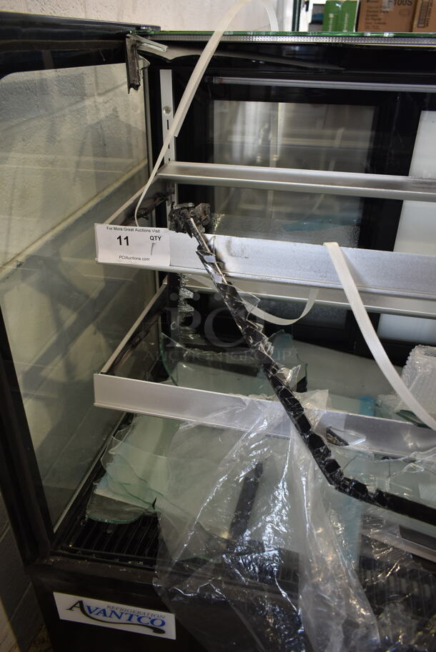 BRAND NEW SCRATCH AND DENT! Avantco 193BC72HCB Metal Commercial 72" Curved Glass Black Refrigerated Bakery Display Case Merchandiser. See Pictures For Broken Glass. 110-120 Volts, 1 Phase. Tested and Powers On But Does Not Get Cold - Image 5 of 7
