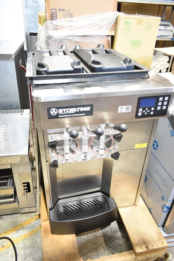 BRAND NEW! 2024 Stoelting F131-38I2-SAMS Stainless Steel Commercial Air Cooled Countertop 2 Flavor w/ Twist Soft Serve Ice Cream Machine. 208-240 Volts, 1 Phase. - Image 3 of 11