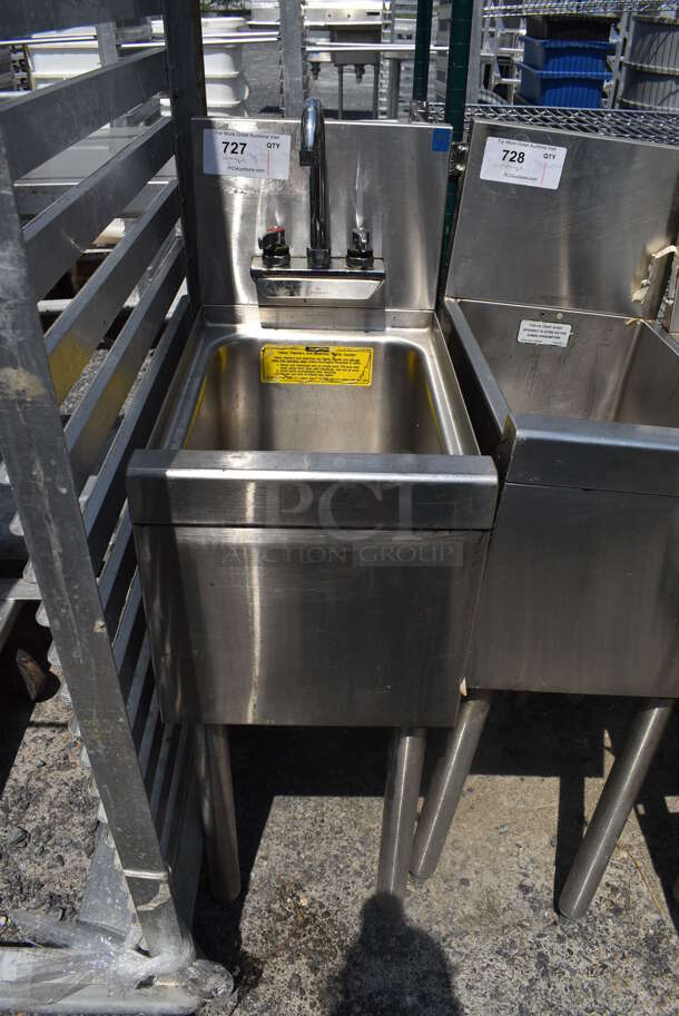 Stainless Steel Commercial Single Bay Sink w/ Faucet and Handles. 12x18x38