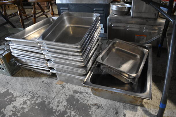ALL ONE MONEY! Lot of 35 Various Metal Items; 18 Full Size Drop In Bins, 14 Half Size Drop In Bins, 1 Chafing Dish Full Size Drop In Bin and 2 Half Size Lids. Includes 1/1x2.5, 1/2x4 - Image 5 of 5