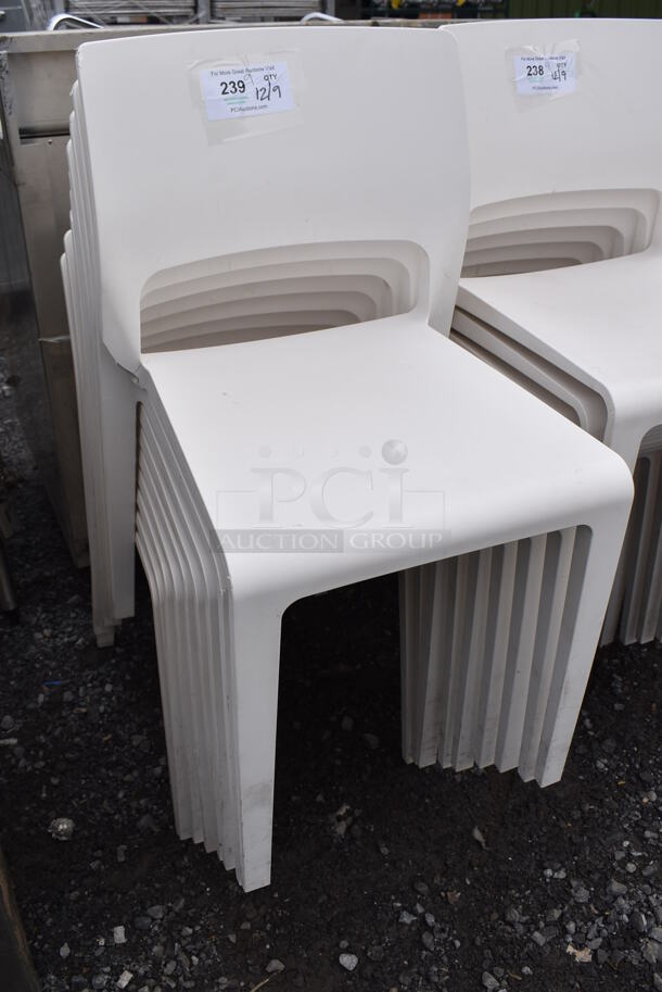 9 White Poly Dining Chairs. 17.5x18x31. 9 Times Your Bid! - Image 3 of 3