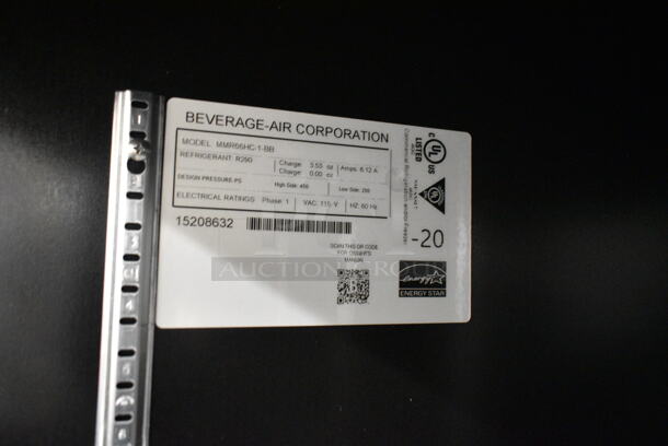 BRAND NEW SCRATCH AND DENT! Beverage Air MMR66HC-1-BB MarketMax 75" Black Glass Sliding Door Merchandiser Refrigerator with Black Interior. 2 Doors w/ Broken Glass, See Pictures. 115 Volts, 1 Phase. Tested and Powers On But Does Not Get Cold - Image 10 of 10