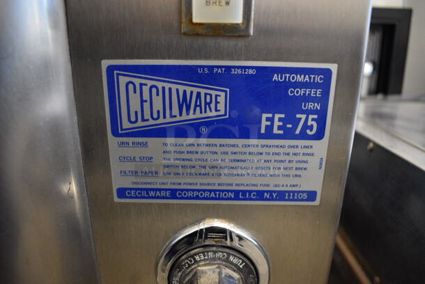 Cecilware FE-75 Stainless Steel Commercial Countertop Automatic Coffee Urn. 22x20x26 - Image 7 of 8