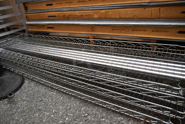 ALL ONE MONEY! Lot of 4 Chrome Finish Wire Shelves and 4 Poles.  - Image 2 of 2