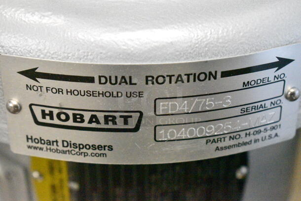 BRAND NEW SCRATCH AND DENT! Hobart FD4/75-3 Commercial Garbage Disposer with Short Upper Housing - 3/4 hp, 120/208-240 Volts. - Image 10 of 10