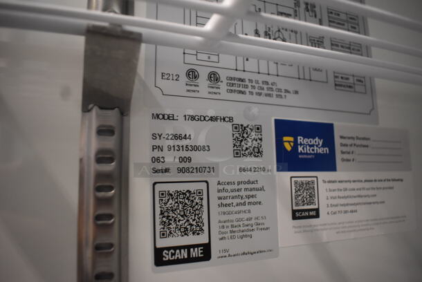 SCRATCH AND DENT! Avantco GDC-49F-HC 53" Black Swing Glass Door Merchandiser Freezer with LED Lighting on Commercial Casters 115 Volt 1 Phase. Tested and Does Not Power On - Image 6 of 8