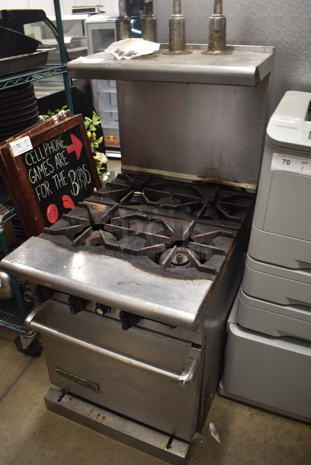 American Range Commercial Stainless Steel 4 Natural Gas Powered Burner Range With Space Saver Oven And Steel Rack. - Image 3 of 5