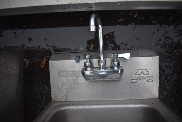 Adcraft Stainless Steel Commercial Single Bay Wall Mount Sink w/ Faucet and Handles. 17x16x27 - Image 3 of 4