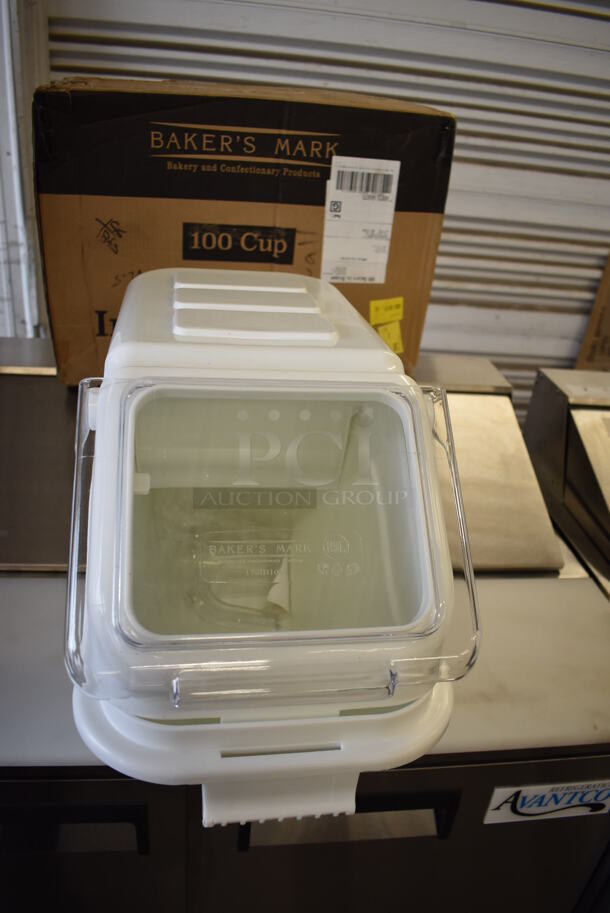 BRAND NEW IN BOX! Bakers Mark White and Clear Poly Ingredient Bin. 11x23x17  - Image 4 of 6