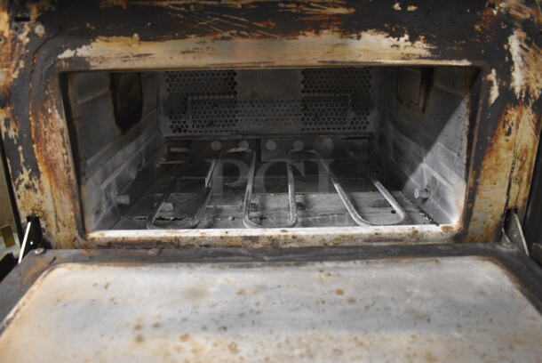 2 2013 Turbochef Encore 2 Metal Commercial Electric Powered Rapid Cook Ovens on Stainless Steel Double Stack Equipment Stand w/ Commercial Casters. 208/240 Volts, 1 Phase. 30x30x60. 2 Times Your Bid! Tested and Working! - Image 6 of 9