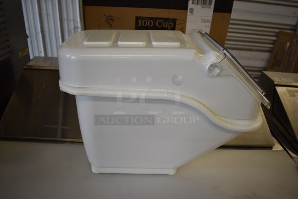 BRAND NEW IN BOX! Bakers Mark White and Clear Poly Ingredient Bin. 11x23x17  - Image 5 of 6