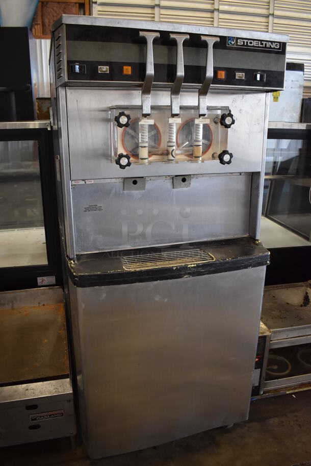 Stoelting 4231-18B Stainless Steel Commercial Floor Style 2 Flavor w/ Twist Soft Serve Ice Cream Machine on Commercial Casters. 208-230 volts, 1 Phase. 26x31x60 - Image 2 of 9