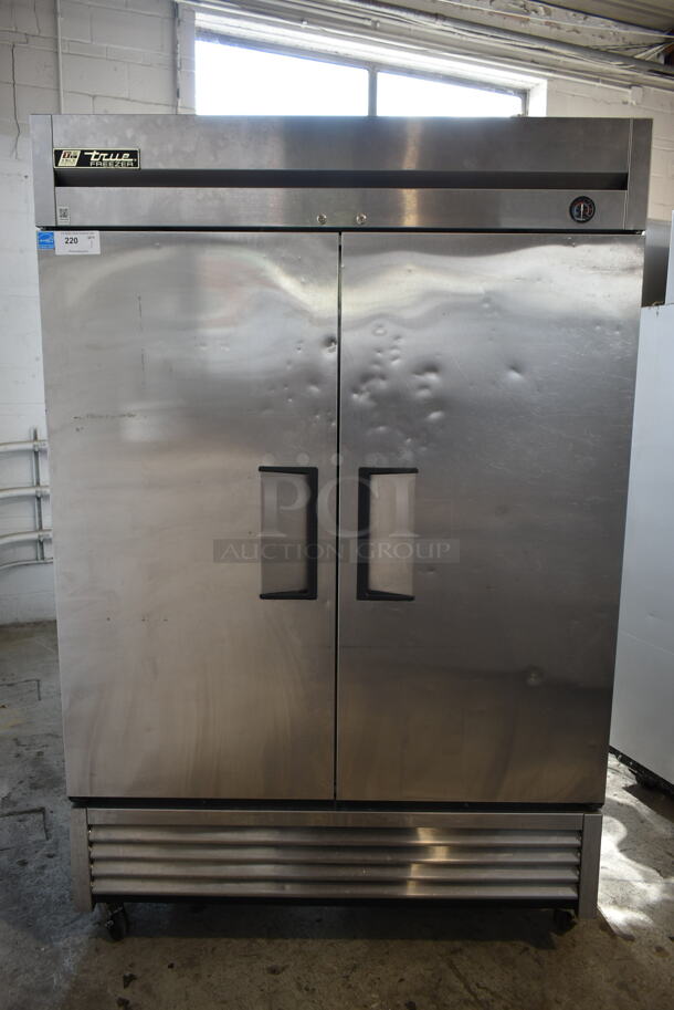 2013 True T-49F ENERGY STAR Stainless Steel Commercial 2 Door Reach In Freezer w/ Poly Coated Racks on Commercial Casters. 115 Volts, 1 Phase. Tested and Working! - Image 1 of 7