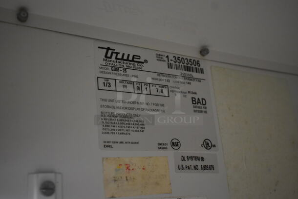 True GDM-26 Metal Commercial Single Door Reach In Cooler Merchandiser w/ Poly Coated Racks and Drink Sliders. 115 Volts, 1 Phase. Tested and Working! - Image 7 of 7
