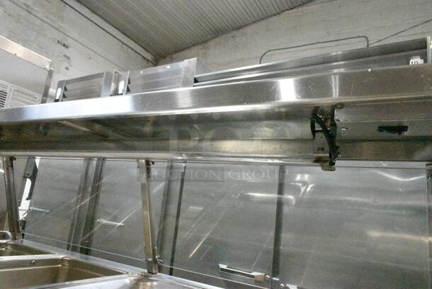 Randell RAN HTD-4S Stainless Steel Commercial Floor Style 4 Well Steam Table w/ Tray Slide and Sneeze Guard on Commercial Casters. 120 Volts, 1 Phase. Tested and Working! - Image 6 of 9