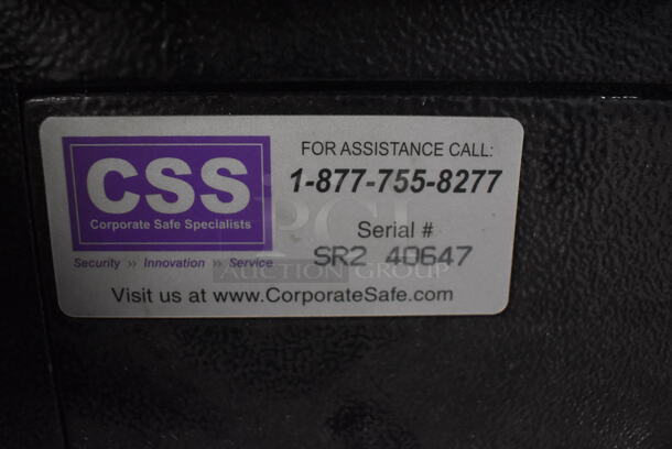 Corporate Safe Specialists Black Metal 2 Compartment Safe. Does Not Come w/ Combination. 20x17x28 - Image 5 of 7