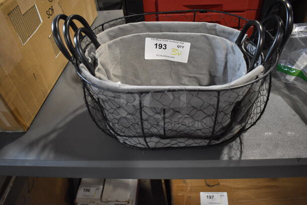 3 Various Black Wire Baskets. Includes 16x11.5x7.5. 3 Times Your Bid!
