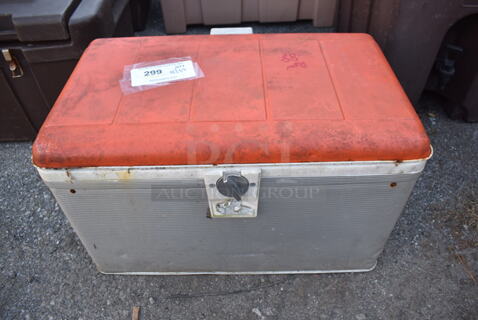 Orange and Gray Poly Portable Cooler. 22x14.5x13