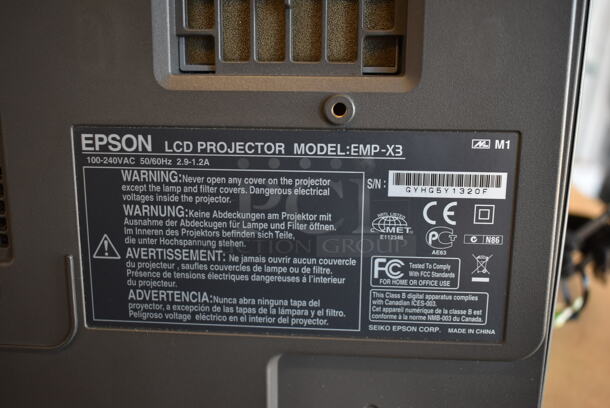 Epson EMP-X3 Projector in Bag. 100-240 Volts, 1 Phase.  - Image 8 of 10