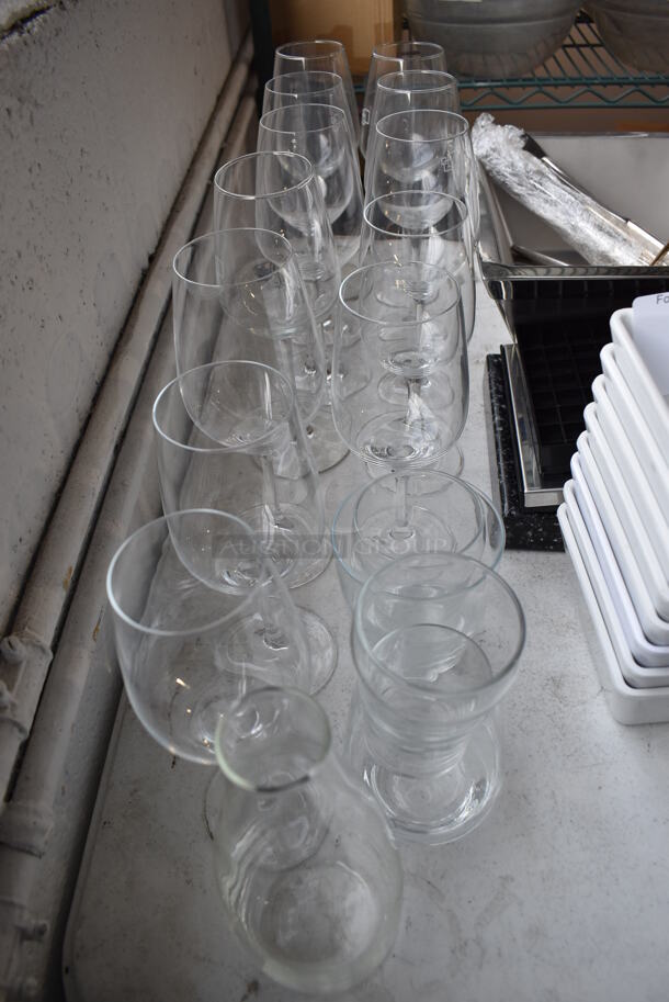 ALL ONE MONEY! Lot of Items on Tabletop Including Material, Poly Bucket, Ceramic Mugs and Wine Glasses and Metal Bins - Image 5 of 12