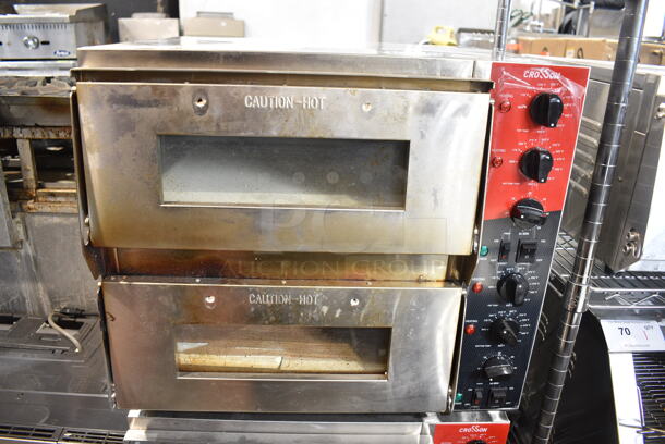 2023 Crosson CPO-320 Stainless Steel Commercial Countertop Electric Powered 2 Deck Pizza Oven w/ Cooking Stones. 1 Stone Broken. 120 Volts, 1 Phase. Tested and Bottom Unit Is Working But Top Unit Does Not Get Warm - Image 1 of 7