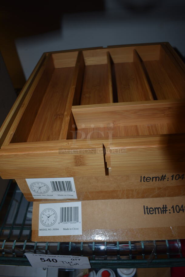 ALL ONE MONEY! Tier Lot of Various Items Including Ultra Heart and Sound Soother, Wooden Utensil Drawer Organizer, Heat/Cold Wrap, Brushes, and Wall Mount Clocks - Image 3 of 7