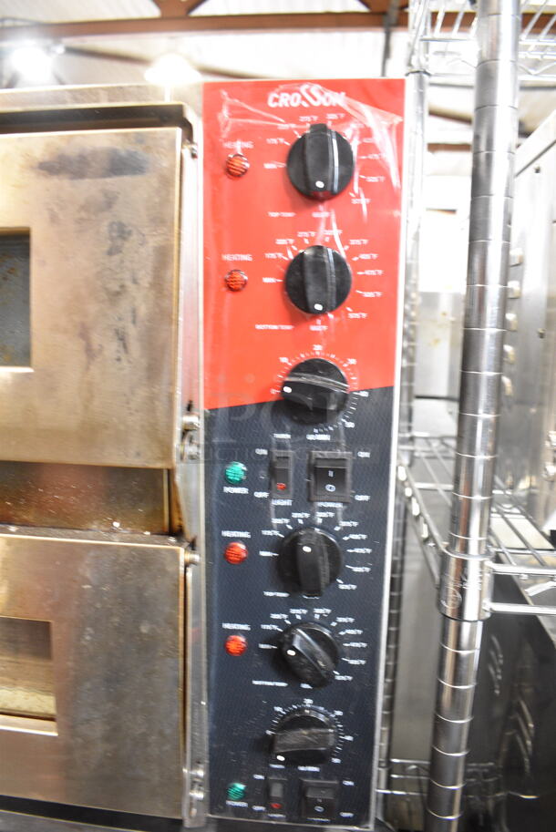 2023 Crosson CPO-320 Stainless Steel Commercial Countertop Electric Powered 2 Deck Pizza Oven w/ Cooking Stones. 1 Stone Broken. 120 Volts, 1 Phase. Tested and Bottom Unit Is Working But Top Unit Does Not Get Warm - Image 4 of 7